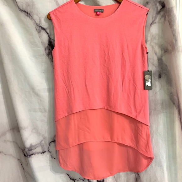 Vince Camuto Mixed Media Tunic Top Rose​ - Picture 9 of 11